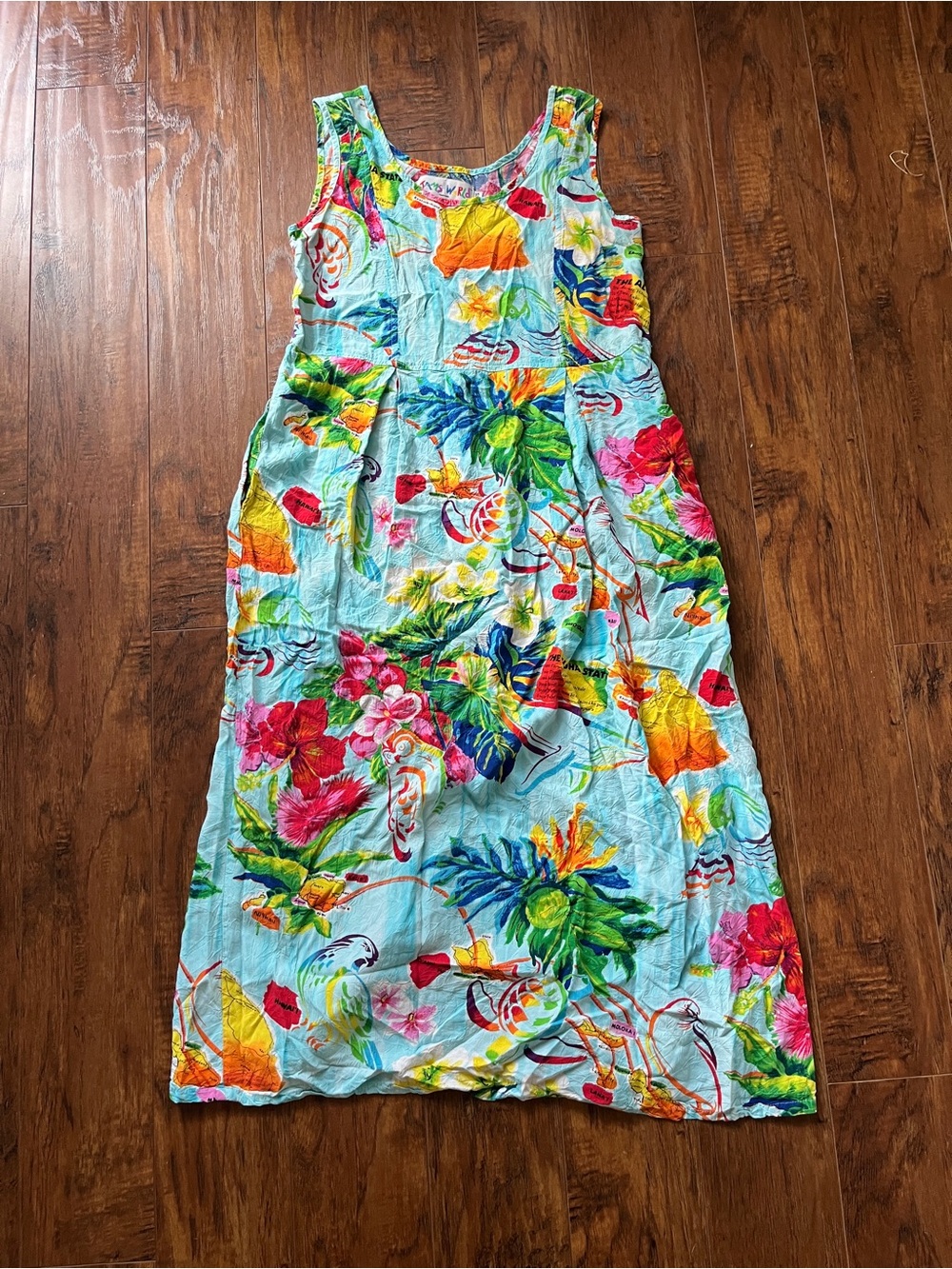 Jams World Tropical Floral Light Blue Multi-Color Sleeveless Dress
